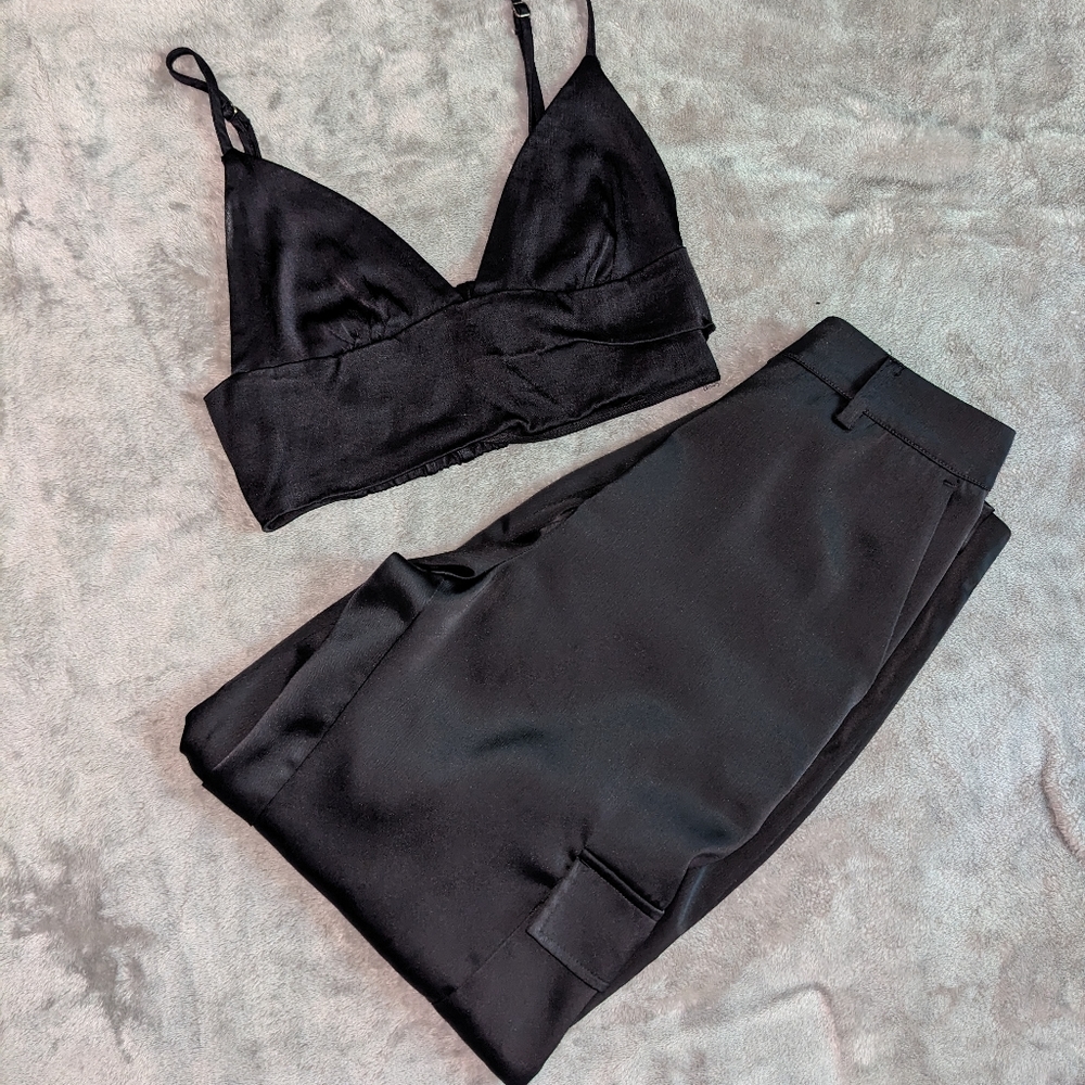 satin pants and top set
